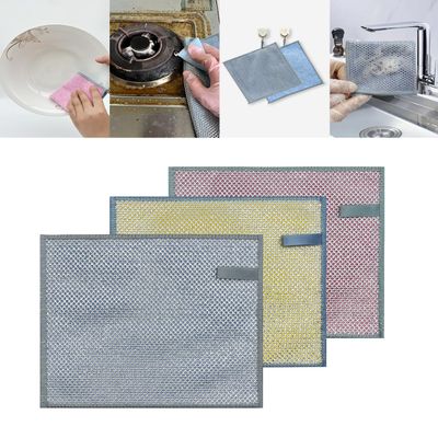 ASENAME Dish Rags for Washing Dishes, Multipurpose Wire Dishwashing Rags for Wet and Dry Non-Scratch Wire Dishcloths Wire Dishcloths for Kitchen Wire Miracles Cleaning Cloths 3 (PCS)