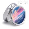 Blue Mountains and Pink Clouds Pill Box 3 Compartment Small Pill Case Portable Pill Box for Pocket Or Purse Round Metal Pill Box Cute Medicine Organizer Holder to Hold Vitamins Medication view 2