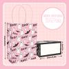 JarThenaAMCS 24Pcs Halloween Little Boo Paper Gift Bags with Handles Black Pink Treat Bags Ghost Bat Print Candy Goodie Bags for Birthday Party Favors Supplies view 2