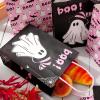 JarThenaAMCS 24Pcs Halloween Little Boo Paper Gift Bags with Handles Black Pink Treat Bags Ghost Bat Print Candy Goodie Bags for Birthday Party Favors Supplies view 4