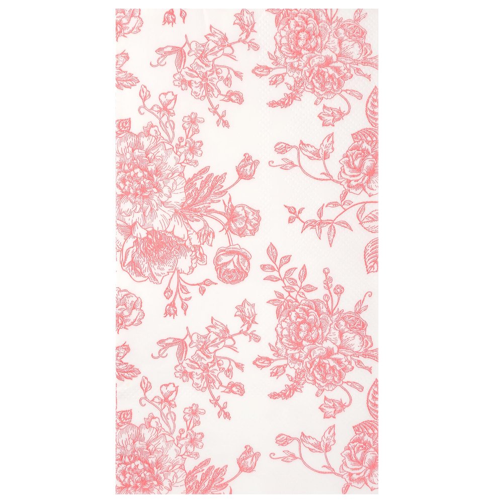 100 Floral Guest Napkins Pink and White Toile Disposable Paper Napkins Decorative Flower Bathroom Hand Towels for Bridal Baby Shower Tea Party Birthday Party Supplies