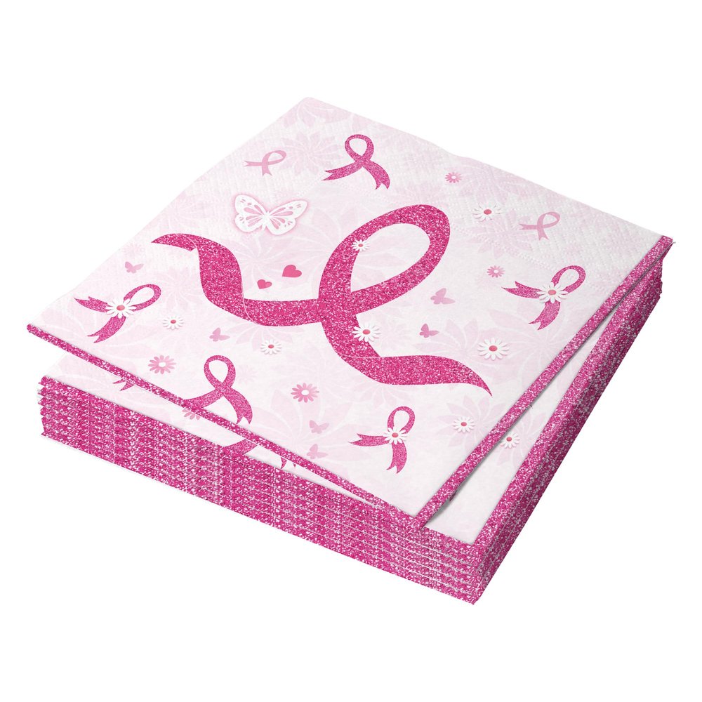 24 Pack Breast Cancer Napkins, Pink Ribbon Breast Cancer Awareness Paper Napkins,Disposable Party Napkins for Breast Cancer Survivor Tableware Decorations Party Supplies (24)
