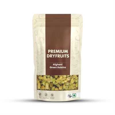 Premium Seedless Green Raisins | Kishmish | Nutritious| Rich in Iron | Green Kishmish Round and Sweet | Healthy Snacks | Dry Fruits Kishmish -200 Gm