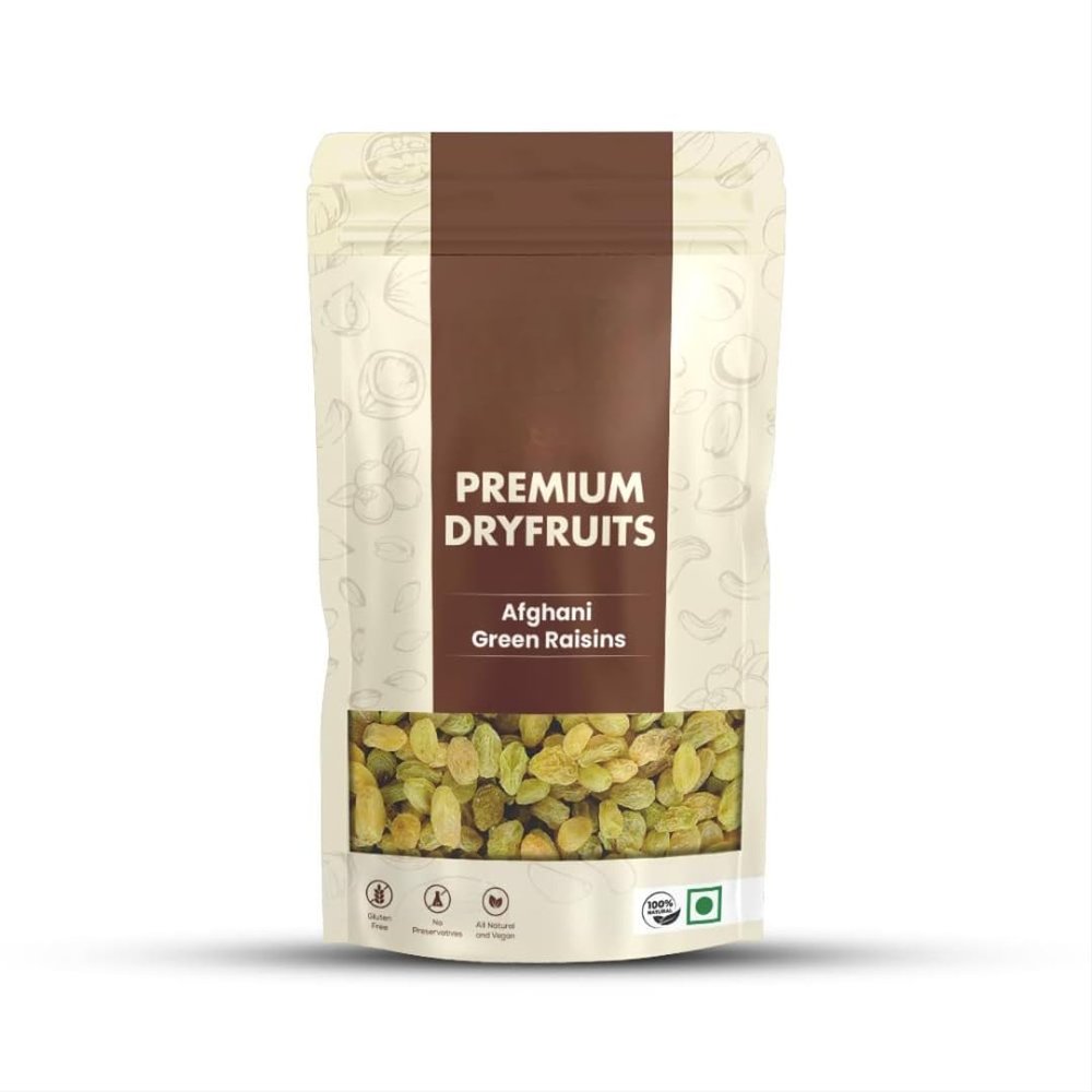 Premium Seedless Green Raisins | Kishmish | Nutritious| Rich in Iron | Green Kishmish Round and Sweet | Healthy Snacks | Dry Fruits Kishmish -200 Gm