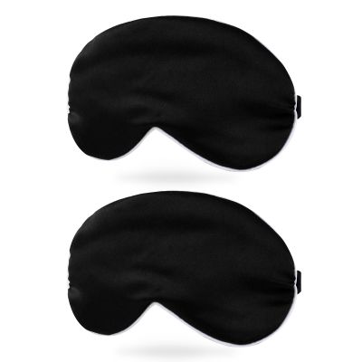 PATIKIL Silk Sleep Mask, 2 Pack Soft Satin Eye Protective Mask Blackout Eye Cover with Elastic Straps for Side Sleeping Women Men Travel, White Black