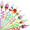 24PCS Ice Cream Drinking Straws Reusable for Kids Ice Cream Theme Birthday Party Favors Supplies Decorations with 2 PCS Cleaning Brushes (Ice Cream) view 1