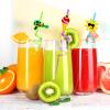 24PCS Beach Drinking Straws Reusable for Kids Pool Theme Birthday Party Favors Supplies Decorations with 2 PCS Cleaning Brushes (Beach) view 4