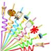 24PCS Art Painting Drinking Straws Reusable for Kids Painting Theme Birthday Party Favors Supplies Decorations with 2 PCS Cleaning Brushes (Art Painting) view 1