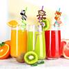 24PCS Jungle Animal Drinking Straws Reusable for Forest Animal Theme Birthday Party Favors Supplies Decorations with 2 PCS Cleaning Brushes (Safari Jungle Animal) view 4