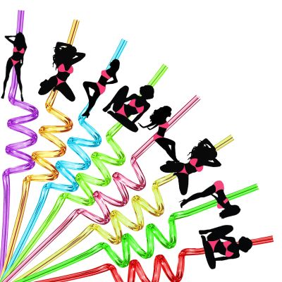 24PCS Bachelorette Theme Straws Bachelor Dancer Crazy Straws Reusable Fun Drinking Twisty Straw for Bachelor Party Adults Party Favors Decoration with 2 PCS Cleaning Brushes(Bachelorette Party Dancer)