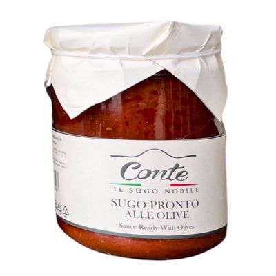 Conte Pasta Sauce from Calabria Italy - Perfect Topping to Any of Calabria Pasta, Rich and Hearty Sauce in a Jar, Perfect for Family Meals - 314ml (Sugo Pronto Alle Olive - Black Olive)