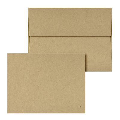 A2 Blank Grocer Brown Kraft Note Cards & Envelopes Thick Flat Cards for Wedding and Birthday Invitations, Holiday Greetings, Postcards, All Occasions | 25 per Pack | NOT A Fold Over Card