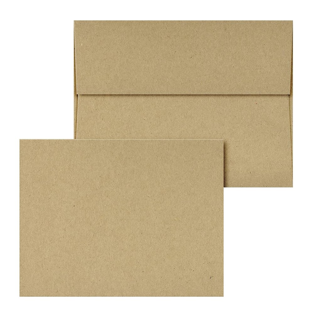 A2 Blank Grocer Brown Kraft Note Cards & Envelopes Thick Flat Cards for Wedding and Birthday Invitations, Holiday Greetings, Postcards, All Occasions | 25 per Pack | NOT A Fold Over Card