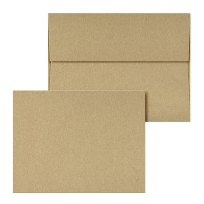 A1 Blank Grocer Brown Kraft Note Cards & Envelopes Thick Flat Cards for Wedding and Birthday Invitations, Holiday Greetings, Postcards, All Occasions | 25 per Pack | NOT A Fold Over Card