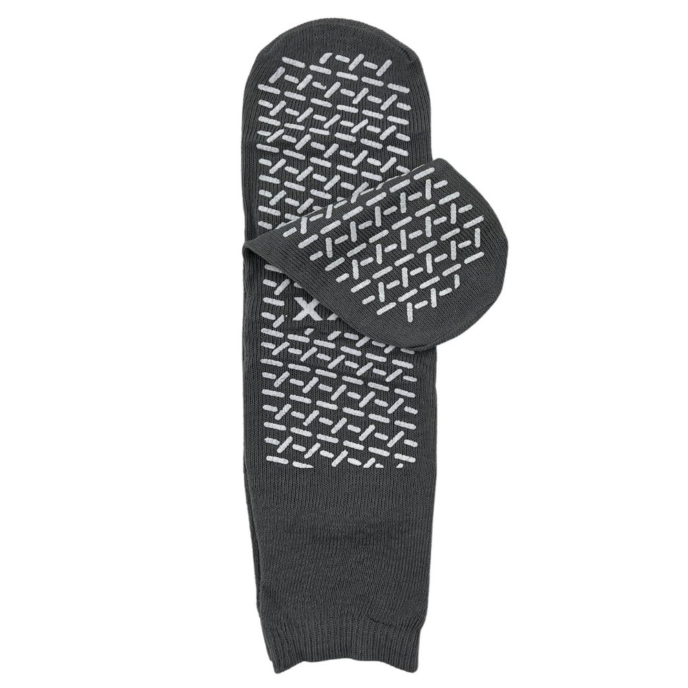 Double Tread Non-Skid XX-Large Comfort Safety Socks, Grey (Pack of 6)