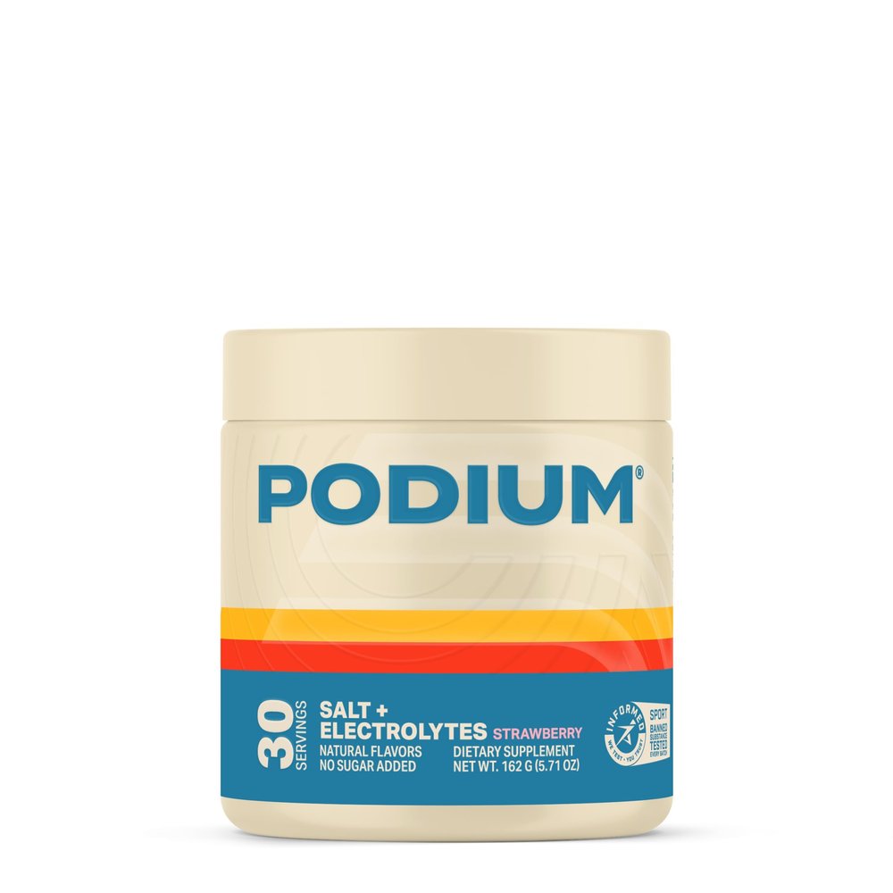 Podium Nutrition Training Salt + Electrolytes Powder, Strawberry, Post Workout Hydration & Muscle Recovery Support, Electrolyte Drink, Magnesium, Potassium, Calcium & Sodium Salts, 30 Servings