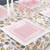 EcoQuality 7.75" inch Disposable Square Translucent Pink Plastic Plates with Gold Rim, China Like Party Plates, Heavy Duty Dessert Plate, Salads, Weddings, Baby Showers, Catering, Non Toxic (90) view 2
