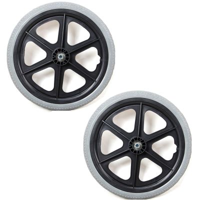 16 Inch Wheelchair Rear Wheels Replacement, 1/2" (1.2cm) Bearing, Solid PU Tire Replacement Parts, for Disabled Old People