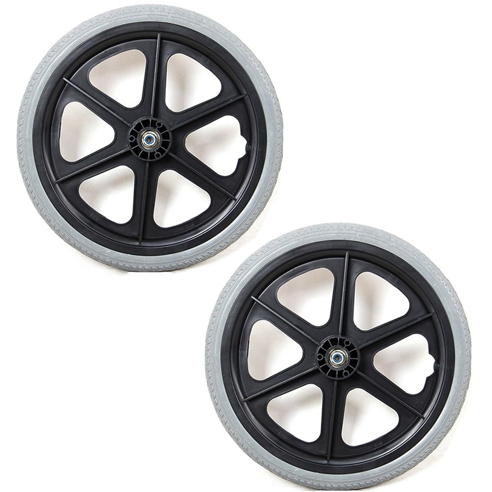 16 Inch Wheelchair Rear Wheels Replacement, 1/2" (1.2cm) Bearing, Solid PU Tire Replacement Parts, for Disabled Old People