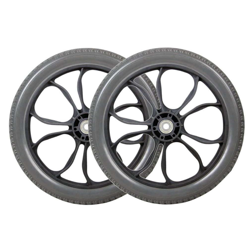 14 Inch Solid Wheelchair Rear Wheel, 1/2" (12.7 mm) Bearing, Transport Chair Replacement Parts, for Wheelchairs, Rollators, Walkers