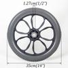 14 Inch Solid Wheelchair Rear Wheel, 1/2" (12.7 mm) Bearing, Transport Chair Replacement Parts, for Wheelchairs, Rollators, Walkers view 3