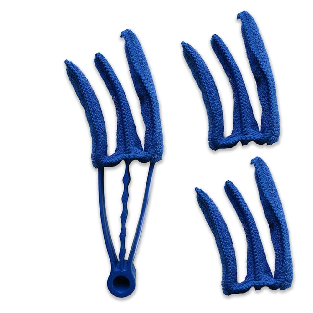 Cleaner Tools for Window Shutters Air Conditioner Dust with 3 Microfiber Sleeves - Mini Duster and Brush,for Keyboard,Car Air Vent, Vehicle Blind Dust Cleaning Tool for SUV, Truck, RV, Blue