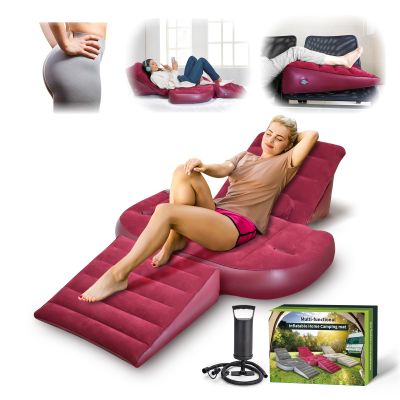 Nevife Inflatable 3pcs Bed Wedge Pillow Set with Hole-Reading Pillow&Back Support,Leg Pain Relief,Adjustable Pillows for Acid Reflux,GERD,Sleeping,Leg,Back Support-Restful Sleep and Travel (red)
