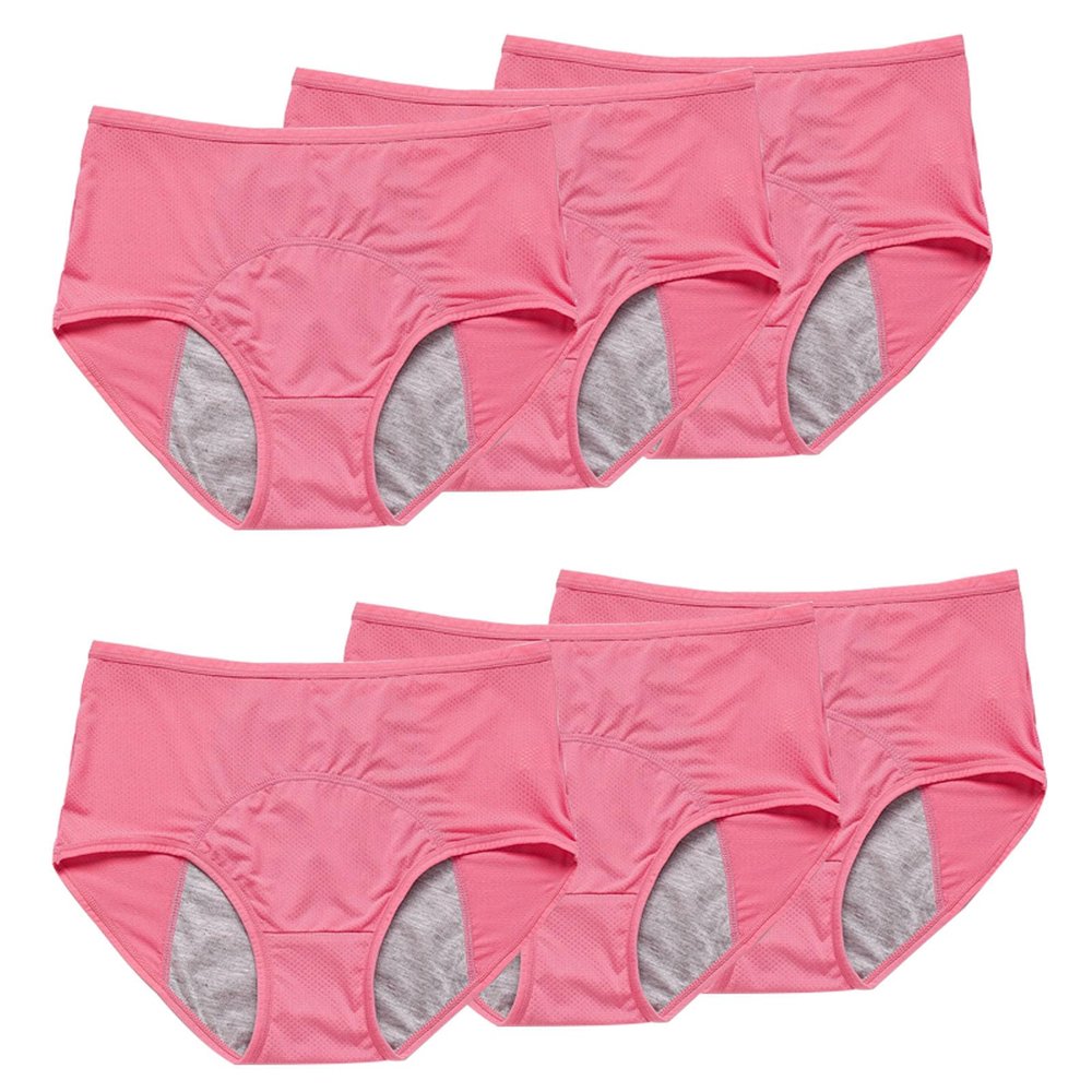 Ogvfunv Incontinence underwear for women, 6 Pcs Plus Size Panties Soft Cotton Underwear for Women,Pink,3XL