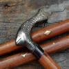 Vintage Antique Style Walking Stick with Brass Black Fish Handle Wooden Walking Stick Cane Hand Carved 37" Strong & Comfortable view 1
