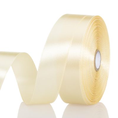 YASEO 1 Inch Cream Yellow Solid Satin Ribbon, 50 Yards Craft Fabric Ribbon for Gift Wrapping Floral Bouquets Wedding Party Decoration