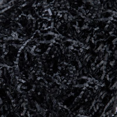 Gloreyan 1/2LB Crinkle Cut Paper Shred, Black Raffia Paper Sherd Filler Grass for Gift Wrapping Basket Filling Birthdays Weddings Party Supply