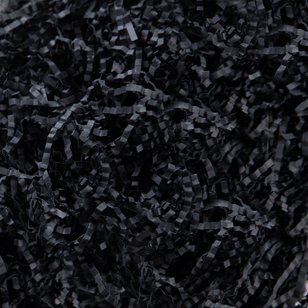 Gloreyan 1/2LB Crinkle Cut Paper Shred, Black Raffia Paper Sherd Filler Grass for Gift Wrapping Basket Filling Birthdays Weddings Party Supply