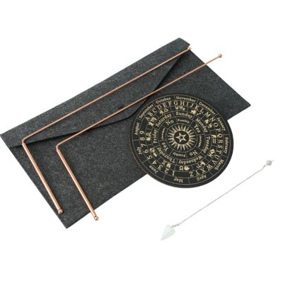 Xmpmrb Copper Dowsing Rods - 2PCS Divining Rods+Dowsing Pendulum + Divination Mat- for Ghost Hunting Tools, Divining Water, Treasure, Buried Items Etc (5, Black)