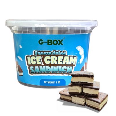 G-BOX Freeze Dried Ice Cream Sandwiches (Vanilla, 3 OZ) | Freeze Dried Camping Food, NASA Space Dessert, Halloween Candy, Perfect for Camping, Outdoor, Party - Air-tight Sealed in a Deli Container