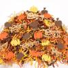 1LB Thanksgiving Crinkle Cut Paper Shred Filler w/Turkey Pumpkin Confetti, Chocolate Brown/Orange/Yellow Raffia Tissue Craft Bedding Cushion for Harvest Fall view 1