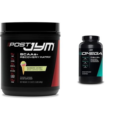 Post JYM Active Matrix Post-Workout with BCAAs, Creatine HCL & Omega JYM Fish Oil with 1500mg DHA & EPA, 120 Softgels
