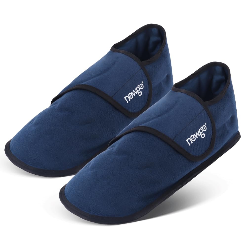NEWGO Foot Ice Pack Slippers for Foot Heel and Arch Pain Relief, 2 Pack Reusable Gel Cooling Slippers for Plantar Fasciitis, Achilles Tendonitis, Toe Injuries, Heel Spurs