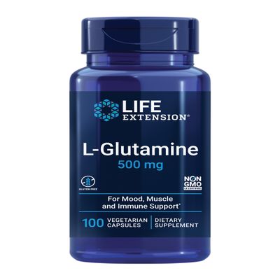 Life Extension Creatine Capsules 120 Count & L-Glutamine 500mg 100 Capsules Bundle for Muscle Health