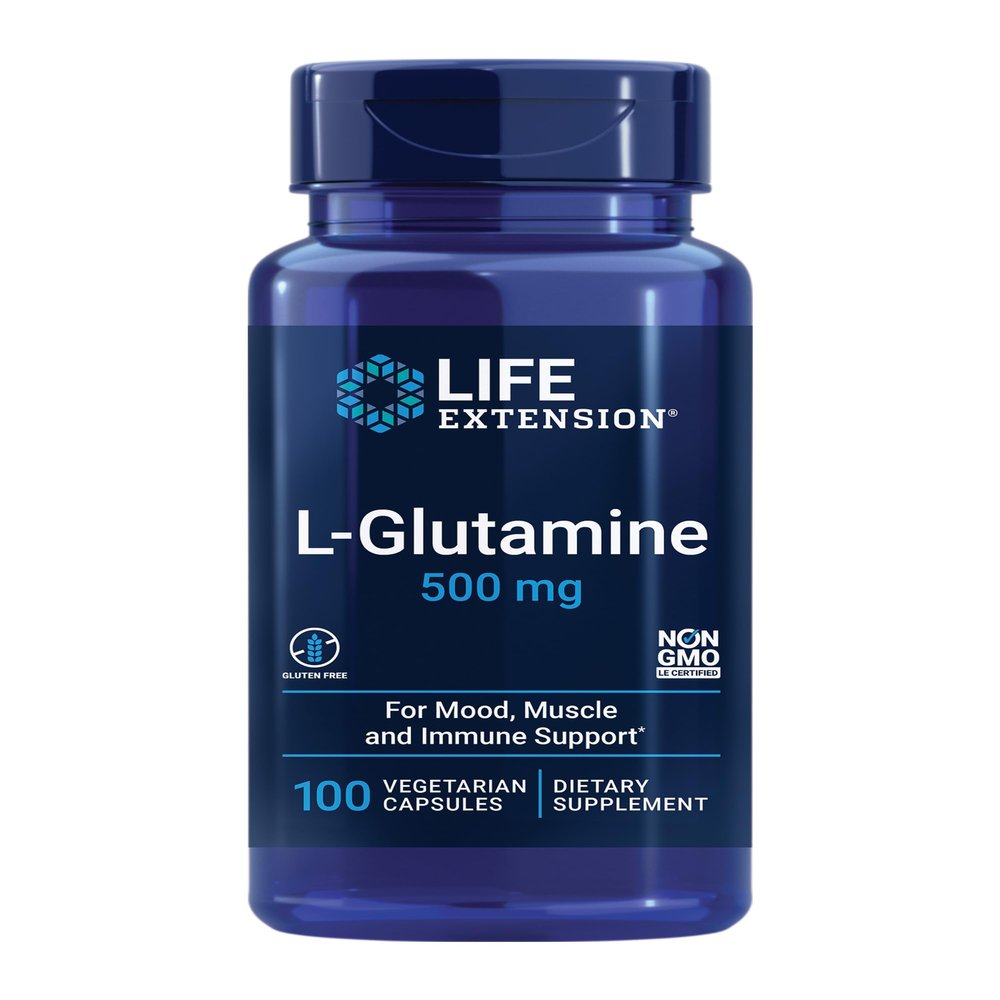 Life Extension Creatine Capsules 120 Count & L-Glutamine 500mg 100 Capsules Bundle for Muscle Health