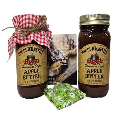Amish Homemade Style Apple Butter 2/18 Oz Jars with Fabric Toppers