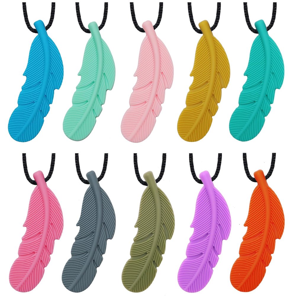 Chew Necklaces for Sensory Kids, Silicone Chewy Necklace for Autistic Children, 10 Pack Autism Sensory Toys for Boys and Girls, Oral Motor Chewable Toys for Mild Chewers