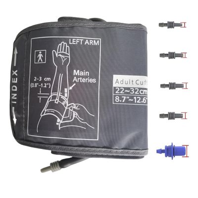 Medium Easy Wrap Blood Pressure Cuff for Thin and Small Arm,Compatible with Omron 8.7~12.6 Inches (22~32) CM Adult BP Replacement Cuff, Adult Cuff Only -5 Connectors (Medium+ 5 Connectors)
