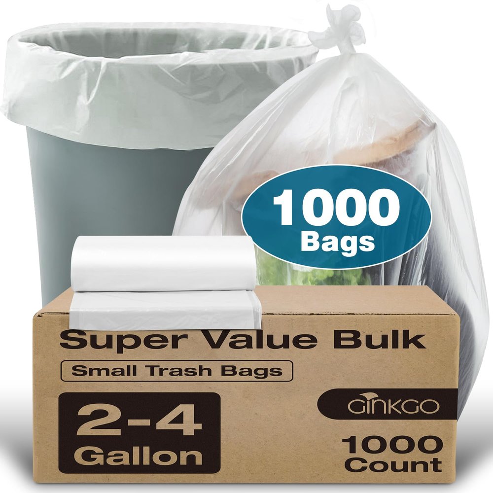 Small Trash Bags 2-4 Gallon Trash Bag 1000 Count Super Value Small Garbage Bags Bathroom Mini Trash Bags Unscented, Clear Wastebasket Bin Liners, Plastic Bags