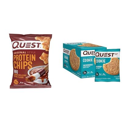 Quest Protein Chips & Cookies Bundle - BBQ Chips (12 Pack) and Snickerdoodle Cookies (12 Count)