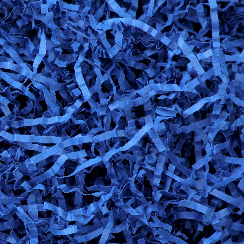 QueenDream Crinkle Cut Paper Shred Filler: 4oz Royal Blue Grass Cushion Paper Streamer with LED Light - Wedding Birthday Thanksgiving Christmas Craft Gift Box Bag Wrapping Decorations