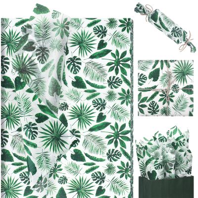 100 Sheets Tropical Leaves Tissue Paper, 20x14 Hawaiian Palm Leaves Wrapping Paper for Summer Hawaiian Birthday Gift Wrapping Party Supplies