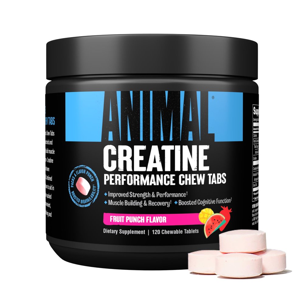 Animal Omega Omega 3 & 6 Supplement with 30 Day Pack Creatine Chews Tablets Fruit Punch