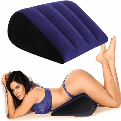 NineLife Basics Bed Wedge Pillow, Inflatable Pillow for Couples Soft Portable Positioning Triangle Sofa Pillow Body Positioners Cushion Sweater Y5, Medium, Blue