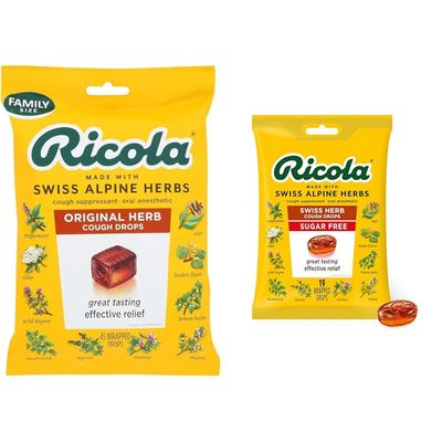 Ricola Original 21 Count & Sugar Free 19 Count Herb Cough Drops Bundles