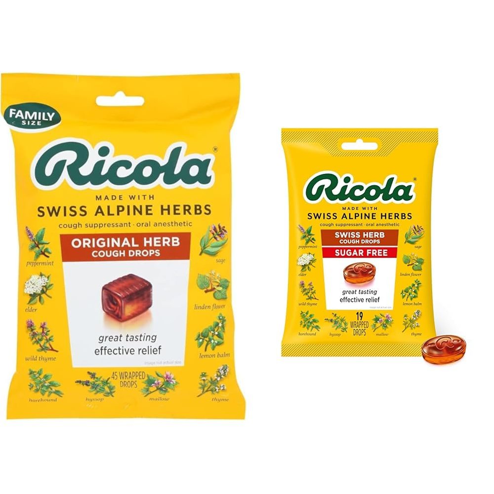 Ricola Original 21 Count & Sugar Free 19 Count Herb Cough Drops Bundles